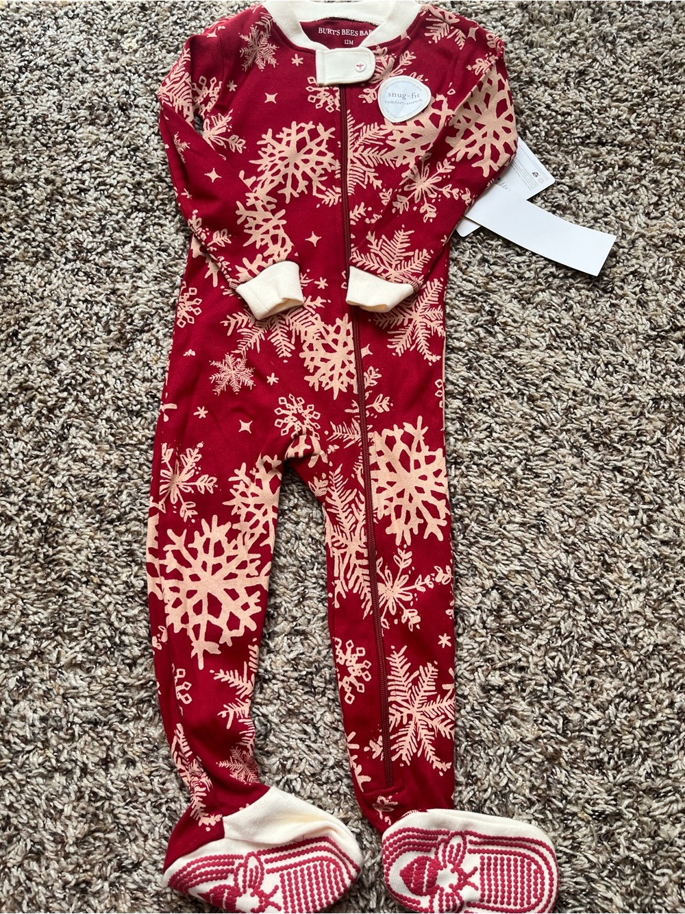 Burt’s Bees Baby NWT Snowflake Footie Pajamas - Holiday, Christmas, Winter